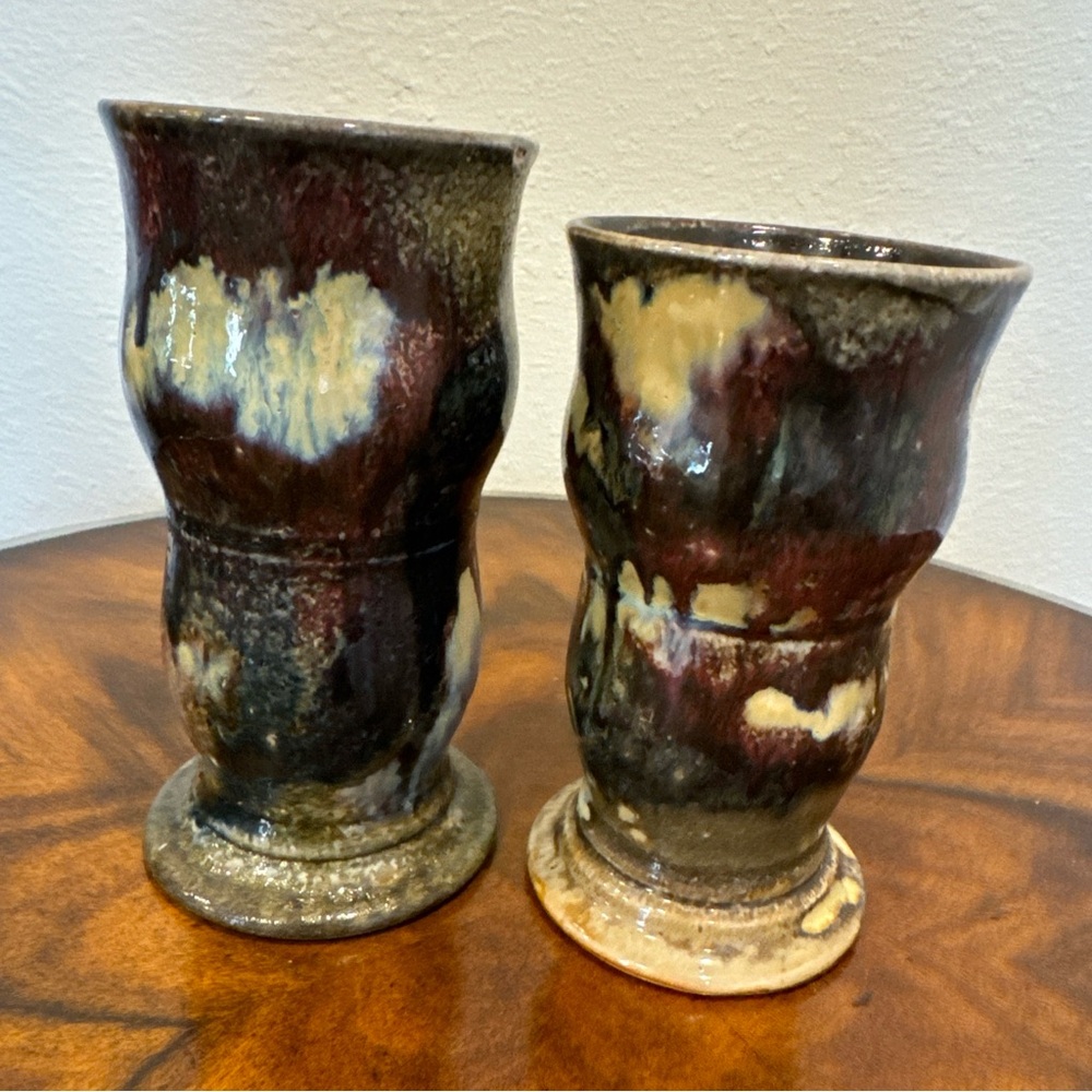 Handcrafted Studio Art Mid-Century Modern Wine Goblets or Vase